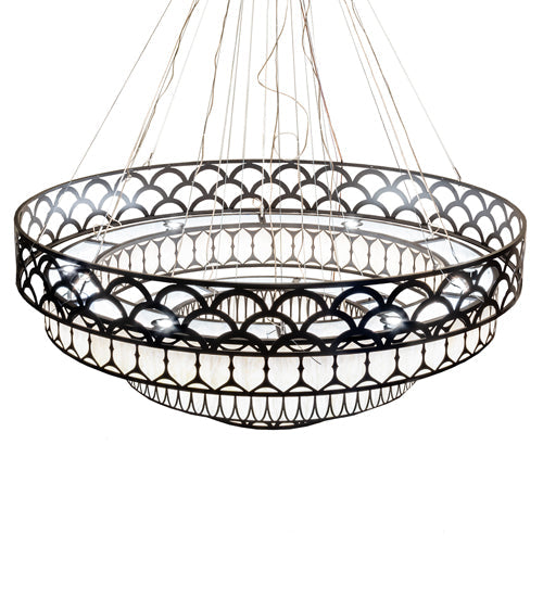Meyda Lighting Lorea 120" LED Oil Rubbed Bronze Chandelier With Creme Carrara Idalight Shade