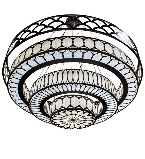 Meyda Lighting Lorea 120" LED Oil Rubbed Bronze Chandelier With Creme Carrara Idalight Shade