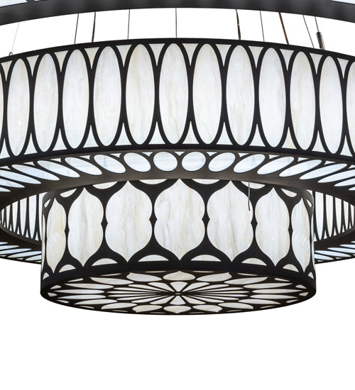 Meyda Lighting Lorea 120" LED Oil Rubbed Bronze Chandelier With Creme Carrara Idalight Shade