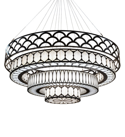 Meyda Lighting Lorea 120" LED Oil Rubbed Bronze Chandelier With Creme Carrara Idalight Shade