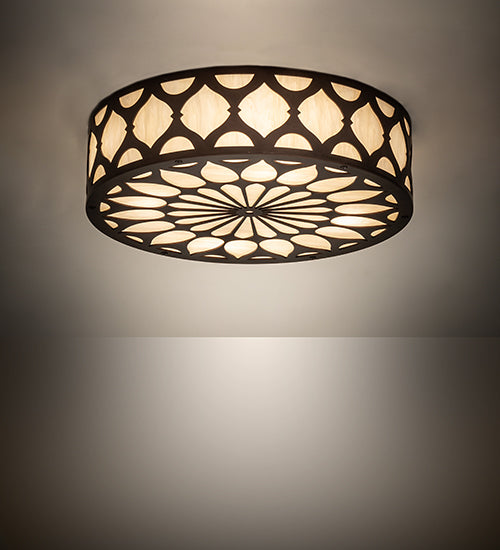 Meyda Lighting Lorea 22" 4-Light Mahogany Bronze Flush Mount Light With Creme Carrara Idalight Shade