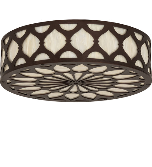 Meyda Lighting Lorea 22" 4-Light Mahogany Bronze Flush Mount Light With Creme Carrara Idalight Shade