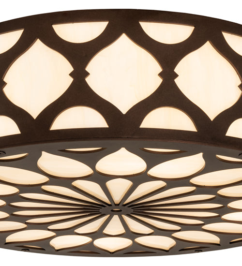 Meyda Lighting Lorea 22" 4-Light Mahogany Bronze Flush Mount Light With Creme Carrara Idalight Shade
