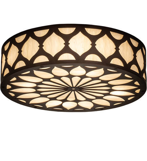 Meyda Lighting Lorea 22" 4-Light Mahogany Bronze Flush Mount Light With Creme Carrara Idalight Shade