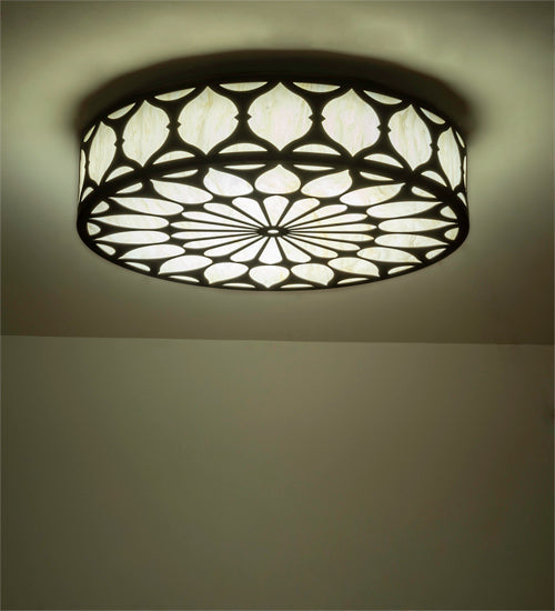 Meyda Lighting Lorea 36" LED Oil Rubbed Bronze Flush Mount Light With Creme Carrara Idalight Shade