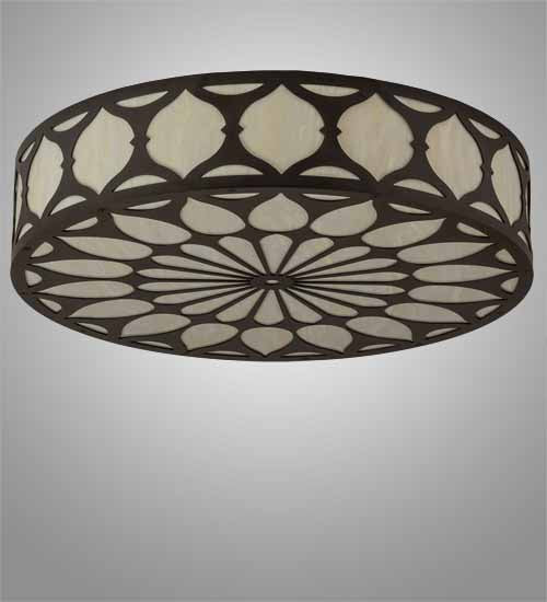 Meyda Lighting Lorea 36" LED Oil Rubbed Bronze Flush Mount Light With Creme Carrara Idalight Shade