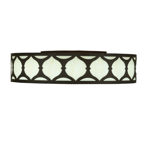 Meyda Lighting Lorea 36" LED Oil Rubbed Bronze Flush Mount Light With Creme Carrara Idalight Shade