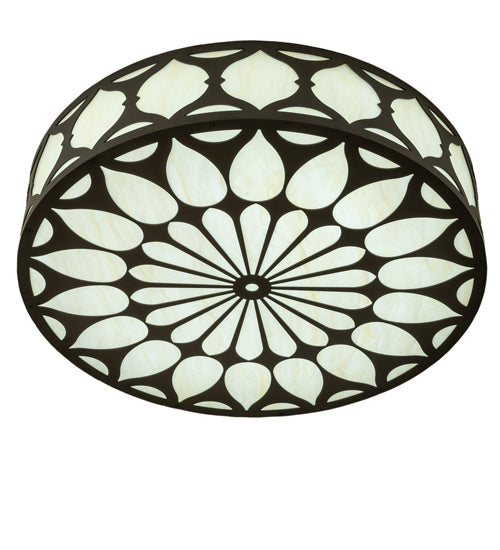 Meyda Lighting Lorea 36" LED Oil Rubbed Bronze Flush Mount Light With Creme Carrara Idalight Shade