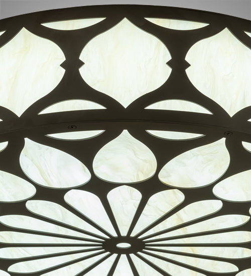 Meyda Lighting Lorea 36" LED Oil Rubbed Bronze Flush Mount Light With Creme Carrara Idalight Shade