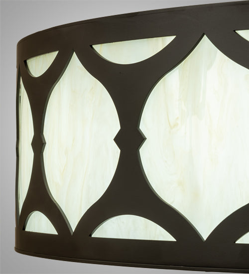 Meyda Lighting Lorea 36" LED Oil Rubbed Bronze Flush Mount Light With Creme Carrara Idalight Shade