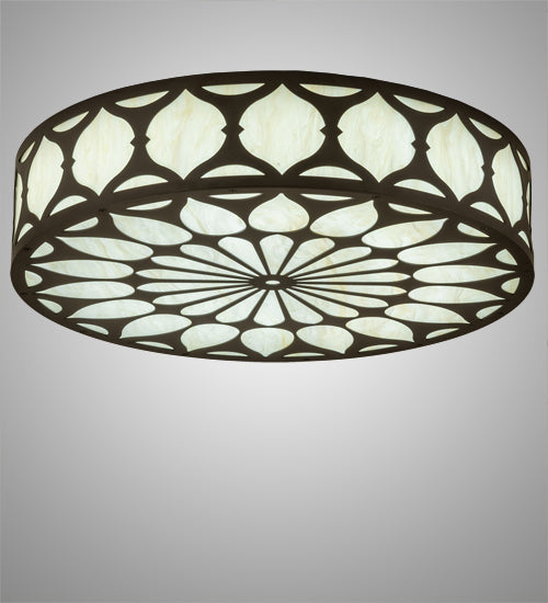 Meyda Lighting Lorea 36" LED Oil Rubbed Bronze Flush Mount Light With Creme Carrara Idalight Shade