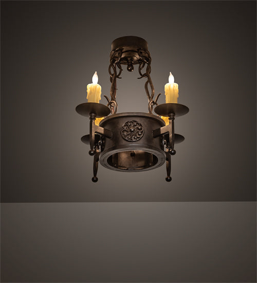 Meyda Lighting Lorenzo 18" 4-Light Chestnut Semi-flush Mount Light With Ivory Faux Candlelight