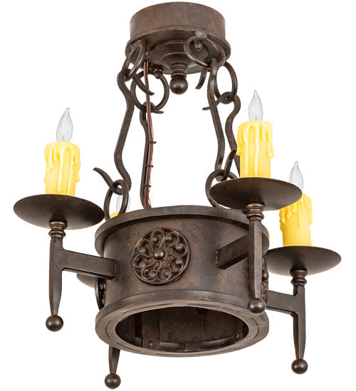Meyda Lighting Lorenzo 18" 4-Light Chestnut Semi-flush Mount Light With Ivory Faux Candlelight