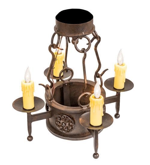Meyda Lighting Lorenzo 18" 4-Light Chestnut Semi-flush Mount Light With Ivory Faux Candlelight