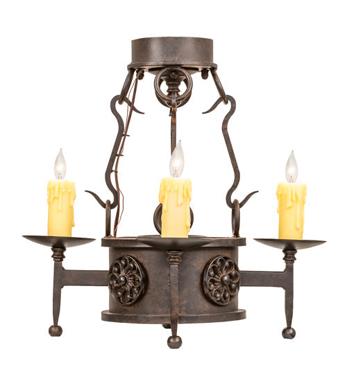 Meyda Lighting Lorenzo 18" 4-Light Chestnut Semi-flush Mount Light With Ivory Faux Candlelight