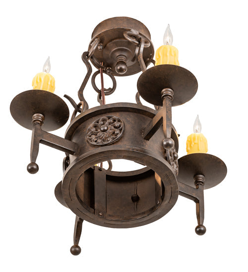 Meyda Lighting Lorenzo 18" 4-Light Chestnut Semi-flush Mount Light With Ivory Faux Candlelight