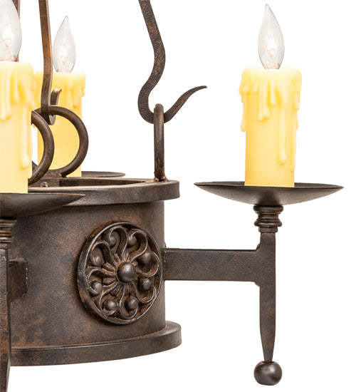 Meyda Lighting Lorenzo 18" 4-Light Chestnut Semi-flush Mount Light With Ivory Faux Candlelight