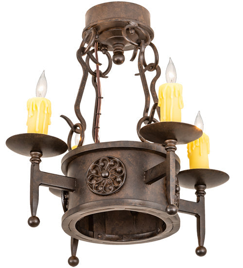 Meyda Lighting Lorenzo 18" 4-Light Chestnut Semi-flush Mount Light With Ivory Faux Candlelight