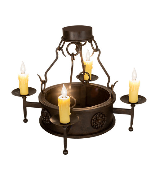 Meyda Lighting Lorenzo 24" 4-Light Chestnut Semi-flush Mount Light With Ivory Faux Candlelight