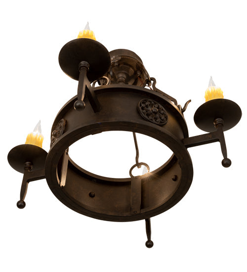 Meyda Lighting Lorenzo 24" 4-Light Chestnut Semi-flush Mount Light With Ivory Faux Candlelight