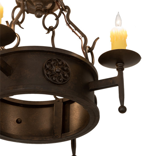 Meyda Lighting Lorenzo 24" 4-Light Chestnut Semi-flush Mount Light With Ivory Faux Candlelight