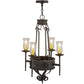Meyda Lighting Lorenzo 24" 4-Light Coffee Bean Chandelier With Clear Hurricane Shade Glass