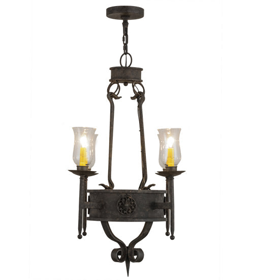 Meyda Lighting Lorenzo 24" 4-Light Coffee Bean Chandelier With Clear Hurricane Shade Glass