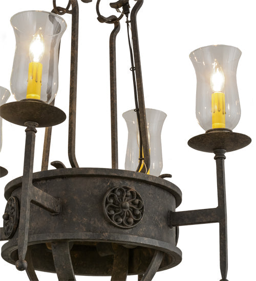 Meyda Lighting Lorenzo 24" 4-Light Coffee Bean Chandelier With Clear Hurricane Shade Glass
