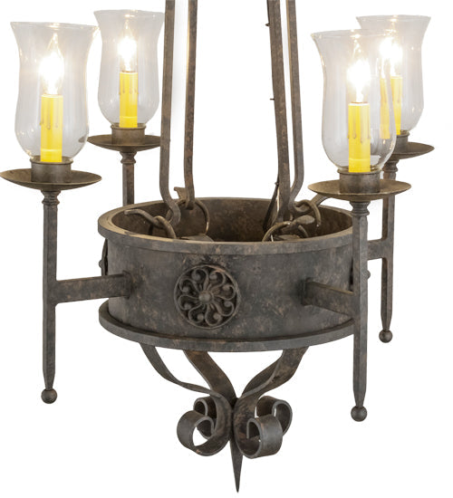Meyda Lighting Lorenzo 24" 4-Light Coffee Bean Chandelier With Clear Hurricane Shade Glass