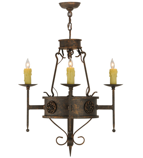 Meyda Lighting Lorenzo 24" 4-Light Gilded Tobacco Chandelier With Ivory Faux Candlelight