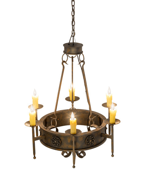 Meyda Lighting Lorenzo 30" 6-Light French Bronze Chandelier With Amber Faux Candlelight
