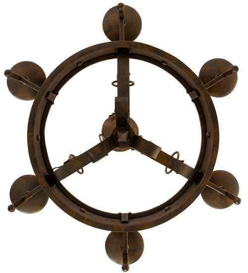Meyda Lighting Lorenzo 30" 6-Light French Bronze Chandelier With Amber Faux Candlelight