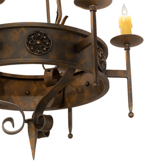 Meyda Lighting Lorenzo 30" 6-Light French Bronze Chandelier With Amber Faux Candlelight