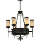 Meyda Lighting Lorenzo 30" 6-Light Gilded Tobacco Chandelier With Jadestone Shade