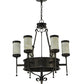 Meyda Lighting Lorenzo 30" 6-Light Gilded Tobacco Chandelier With Jadestone Shade