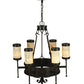 Meyda Lighting Lorenzo 30" 6-Light Gilded Tobacco Chandelier With Jadestone Shade