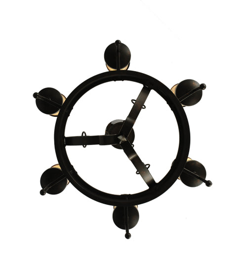 Meyda Lighting Lorenzo 30" 6-Light Gilded Tobacco Chandelier With Jadestone Shade