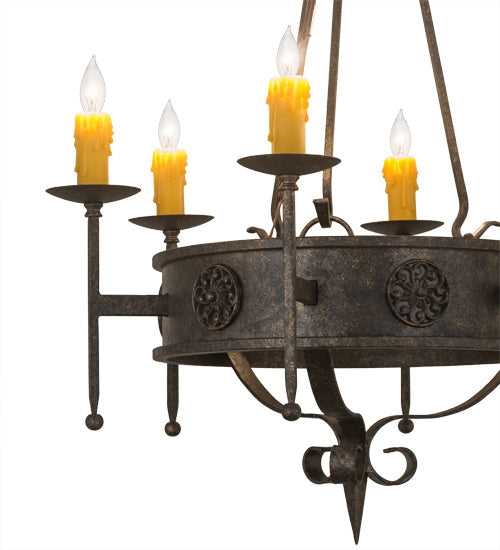 Meyda Lighting Lorenzo 30" 6-Light Golden Bronze Chandelier With Amber Faux Candlelight