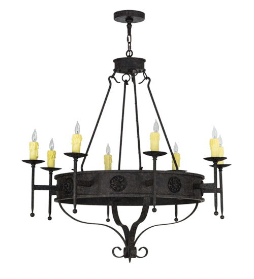 Meyda Lighting Lorenzo 42" 8-Light Coffee Bean Chandelier With Ivory Faux Candlelight