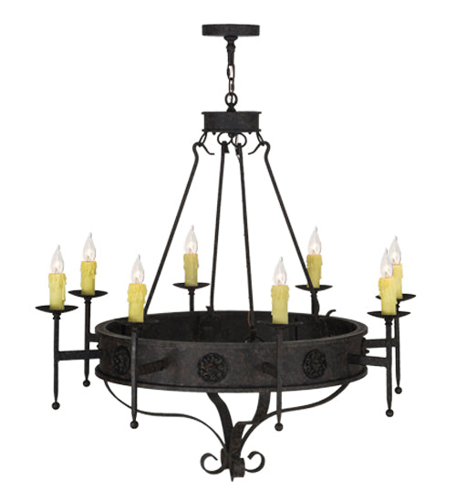 Meyda Lighting Lorenzo 42" 8-Light Coffee Bean Chandelier With Ivory Faux Candlelight