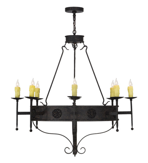 Meyda Lighting Lorenzo 42" 8-Light Coffee Bean Chandelier With Ivory Faux Candlelight