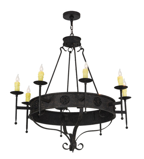 Meyda Lighting Lorenzo 42" 8-Light Coffee Bean Chandelier With Ivory Faux Candlelight