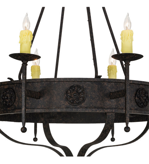 Meyda Lighting Lorenzo 42" 8-Light Coffee Bean Chandelier With Ivory Faux Candlelight