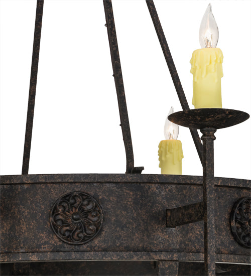 Meyda Lighting Lorenzo 42" 8-Light Coffee Bean Chandelier With Ivory Faux Candlelight