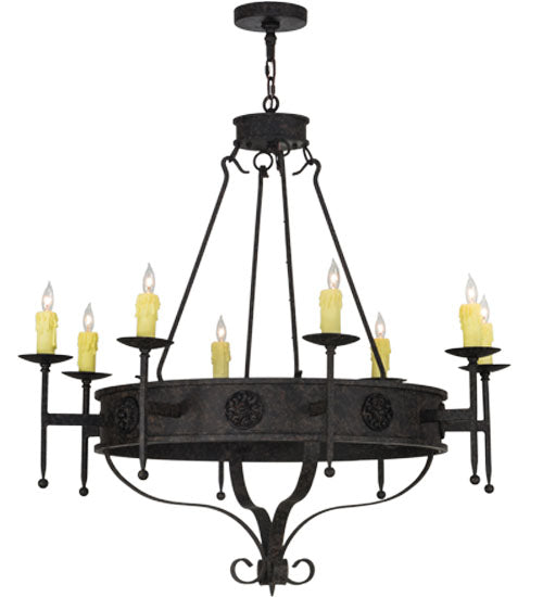 Meyda Lighting Lorenzo 42" 8-Light Coffee Bean Chandelier With Ivory Faux Candlelight