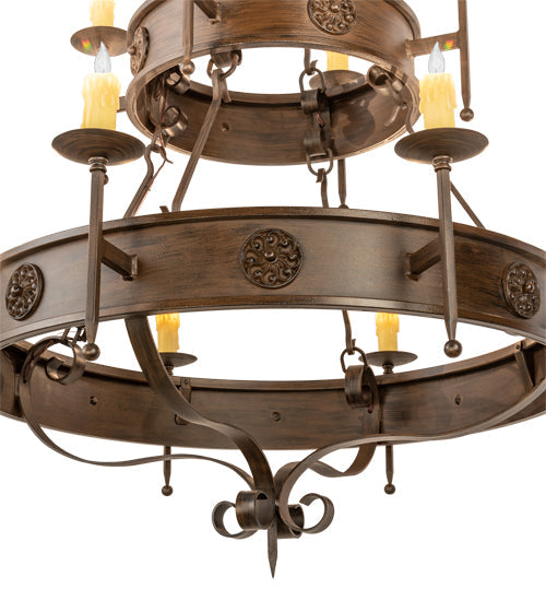 Meyda Lighting Lorenzo 48" 12-Light 2-Tier Classic Rust Chandelier With Ivory Faux Candlelight