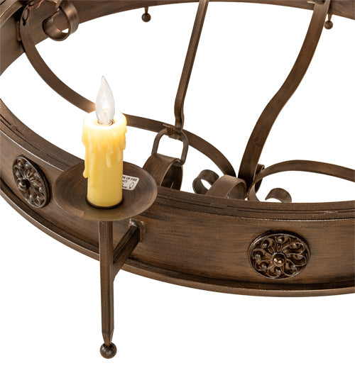 Meyda Lighting Lorenzo 48" 12-Light 2-Tier Classic Rust Chandelier With Ivory Faux Candlelight