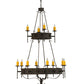 Meyda Lighting Lorenzo 48" 12-Light 2-Tier Distressed Chestnut Chandelier With Amber Faux Candlelight
