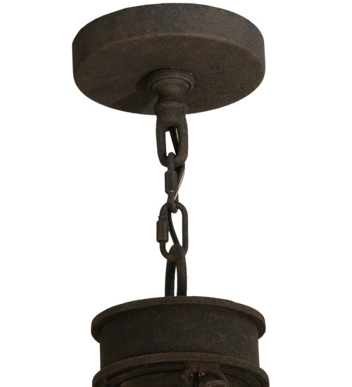 Meyda Lighting Lorenzo 48" 12-Light 2-Tier Distressed Chestnut Chandelier With Amber Faux Candlelight