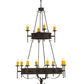 Meyda Lighting Lorenzo 48" 12-Light 2-Tier Distressed Chestnut Chandelier With Amber Faux Candlelight